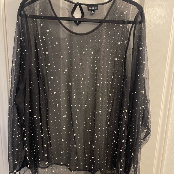 torrid Tops - Torrid Black Mesh Top with Pearl Details